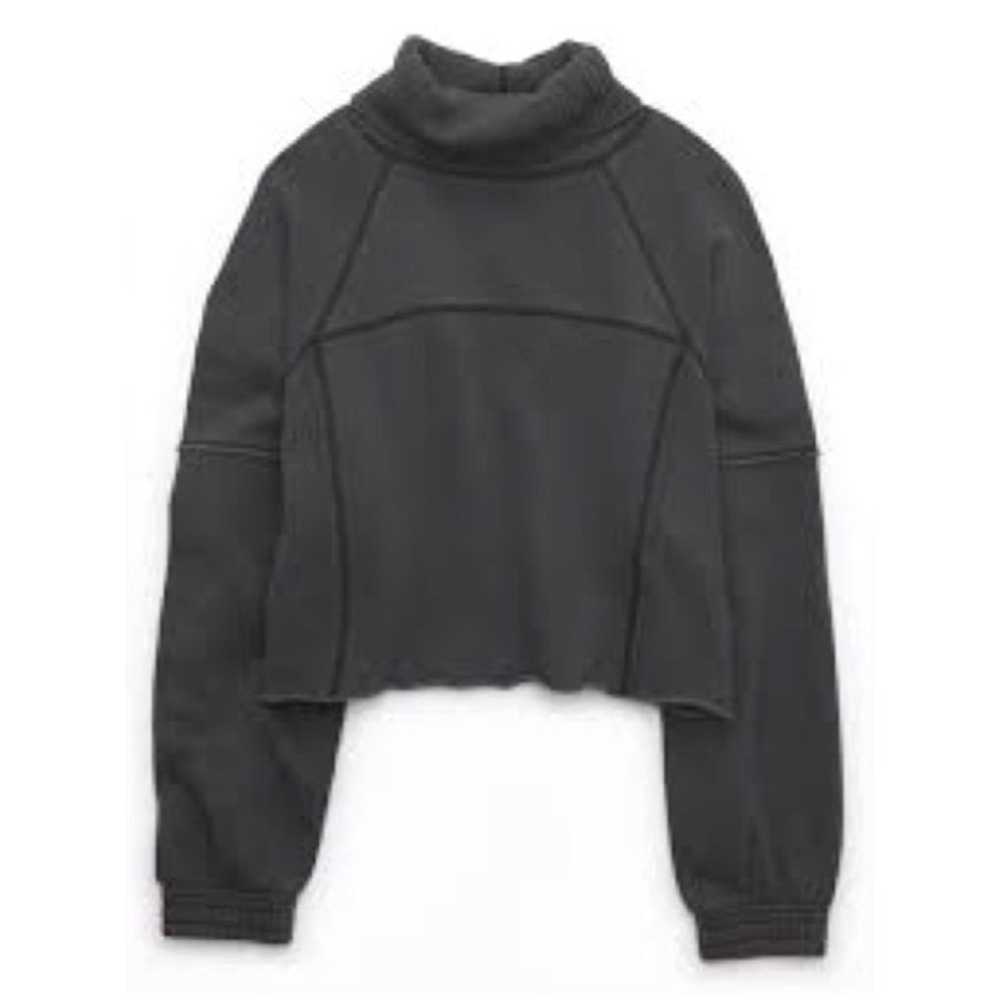 Aerie Charcoal Grey Washed Oversized Mock Neck Sweatshirt M Cozy Minimalist
